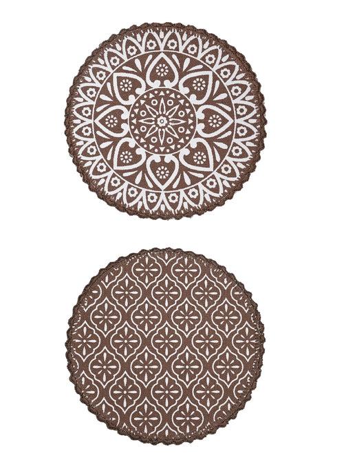 Relief pattern print Antiskid, Crochet Fringe Round Table Mat