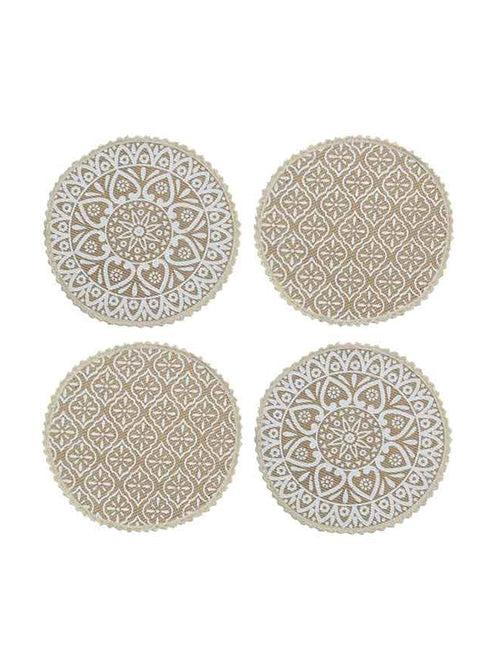 Relief pattern print Antiskid, Crochet Fringe Round Table Mat