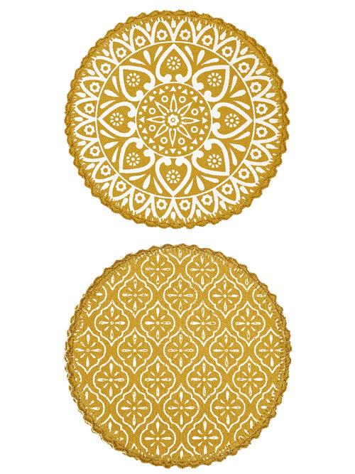 Relief pattern print Antiskid, Crochet Fringe Round Table Mat