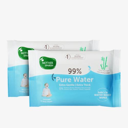 99% Pure Water Unscented Baby Wipes - Double Pack (2 x 10 pcs)