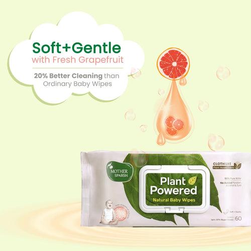 Plant Powered Baby Wipes - Natural Grapefruit Extract (60 pcs)