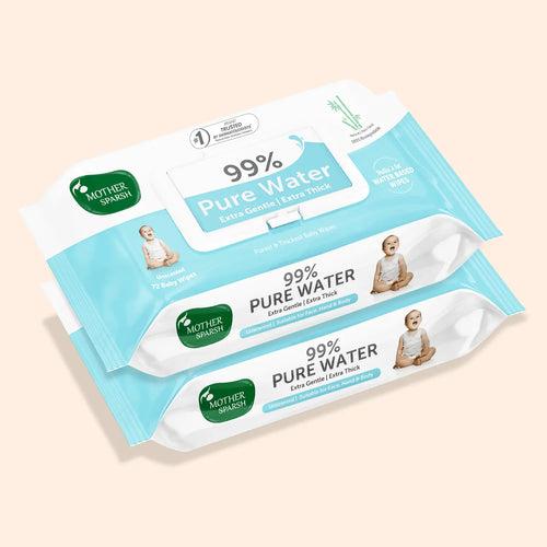 99% Pure Water Unscented Baby Wipes - Medical Grade Fabric (72 pcs)