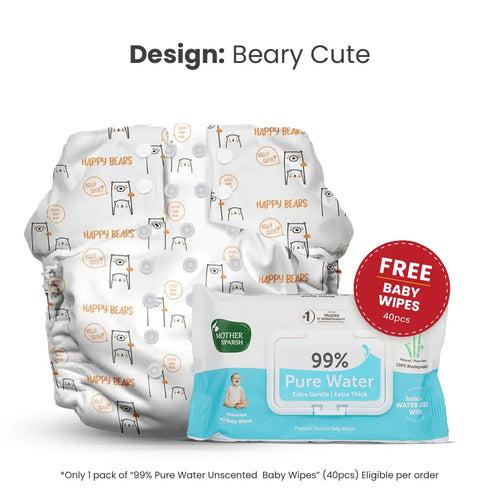 Plant Powered Premium Cloth Diaper for Babies-Beary Cute