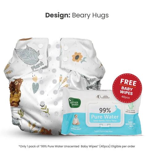 Plant Powered Premium Cloth Diaper for Babies-Beary Hugs