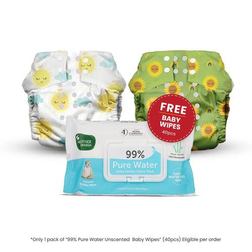 Plant Powered Premium Cloth Diaper for Babies - with Super-Zorb™ Soaker Insert (India's 1st Built-In Booster Pad) for 2X Ultra Absorption