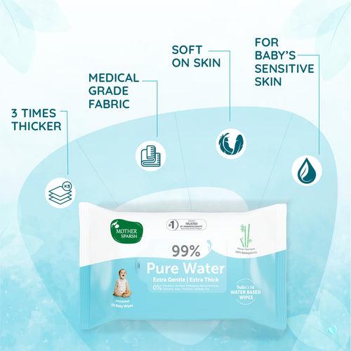 99% Pure Water Unscented Baby Wipes - Double Pack (2 x 10 pcs)