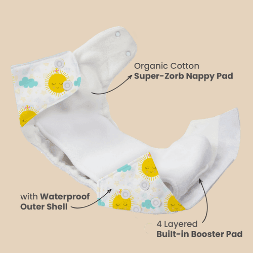Plant Powered Premium Cloth Diaper for Babies-Pebby pebbles
