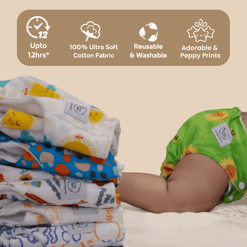 Plant Powered Premium Cloth Diaper for Babies-Sunflower Power