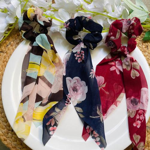 Floral Printed Scarf Scrunchies