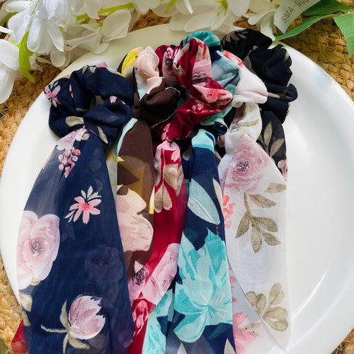 Floral Printed Scarf Scrunchies