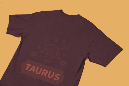 Taurus Design Oversized Maroon Front and Back Printed Tshirt Unisex