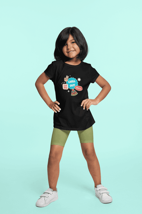 Chill Out Printed Black Kids T-shirts