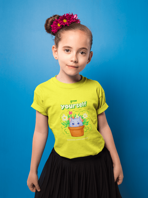 Grow Your Self Printed New Yellow Kids T-shirts