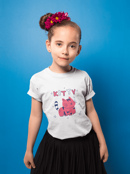 Kitty Printed White Kids T-shirts