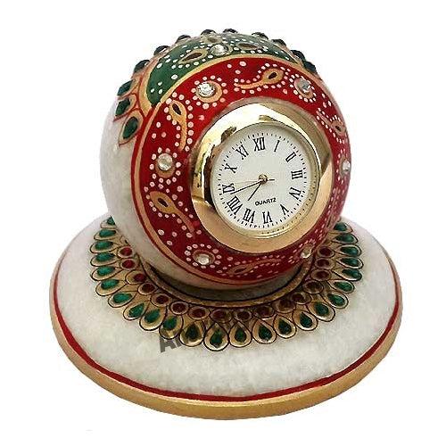 Marble Clock Stand with Meenakari