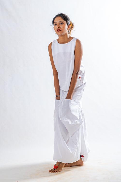 Briset - White cotton Set of Skirt and Top