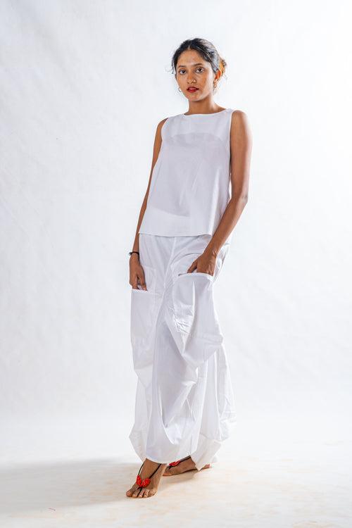 Briset - White cotton Set of Skirt and Top