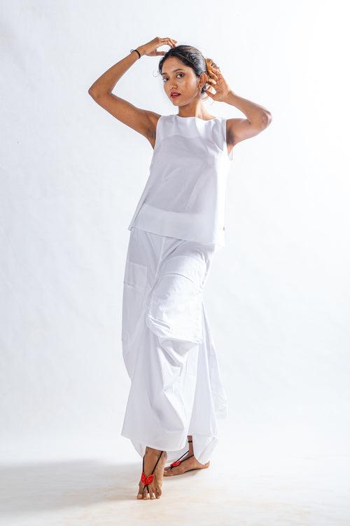 Briset - White cotton Set of Skirt and Top