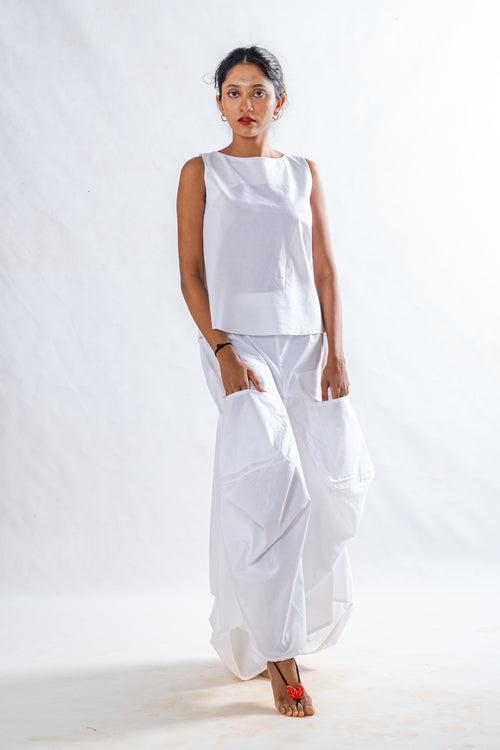 Briset - White cotton Set of Skirt and Top