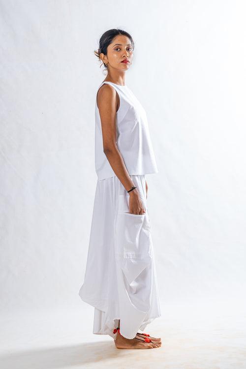 Briset - White cotton Set of Skirt and Top