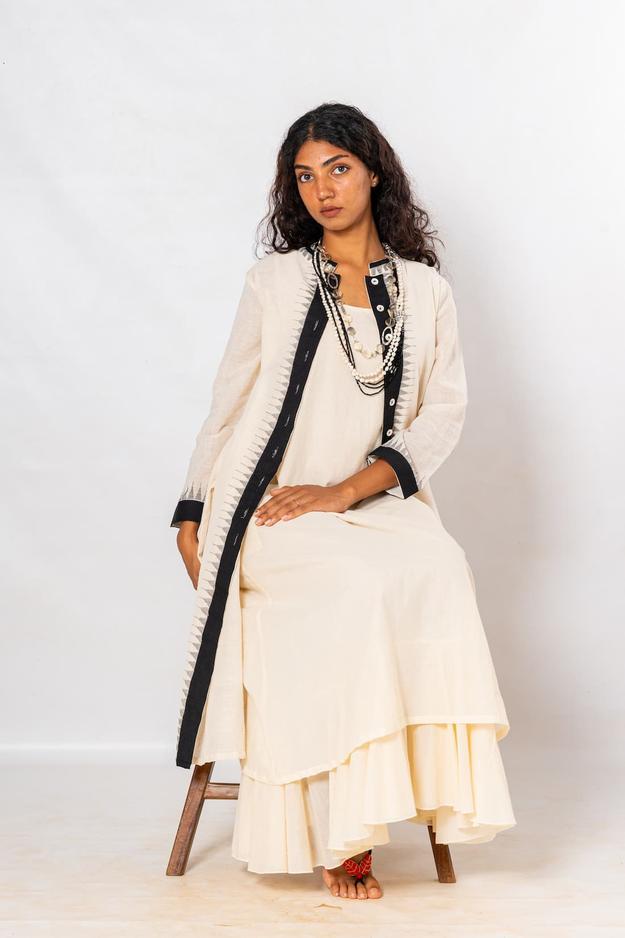 Temple Border khadi with organic mal dress