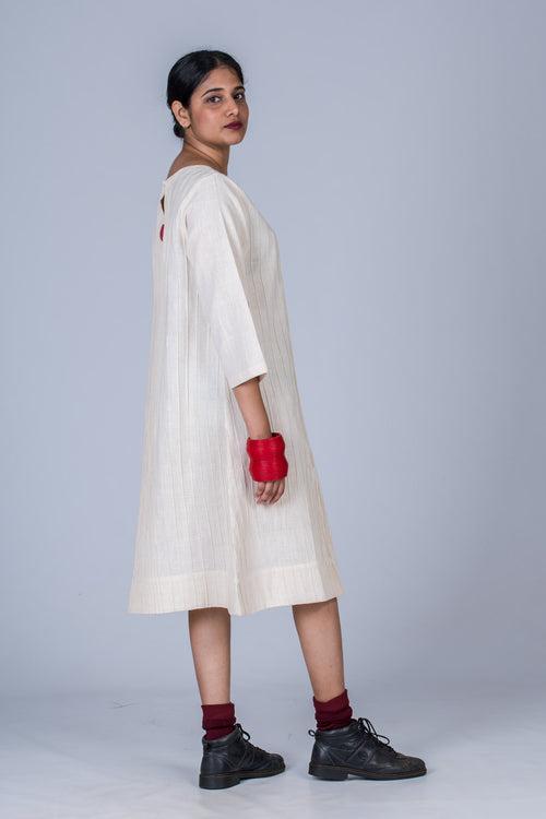 Off White Desi Cotton Pintuck Dress - PARINA