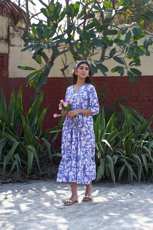 Lavender Rose Floral Dress