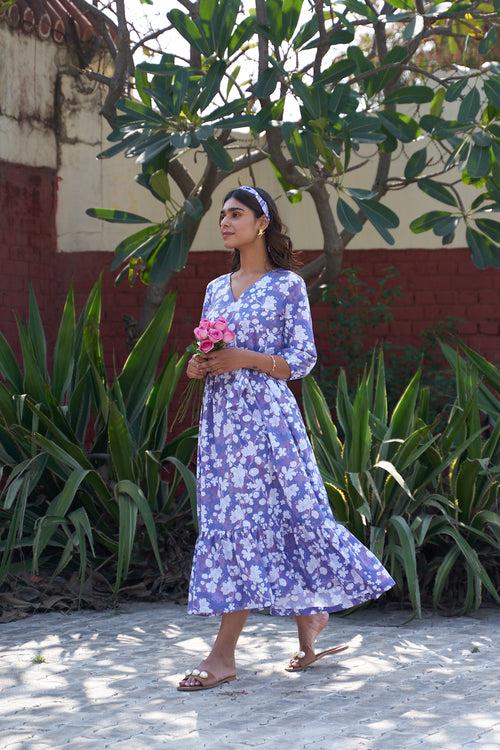 Lavender Rose Floral Dress