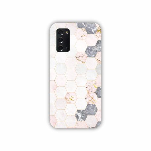 Cream Geometric Marble Texture Design Samsung Note 20 Mobile Case