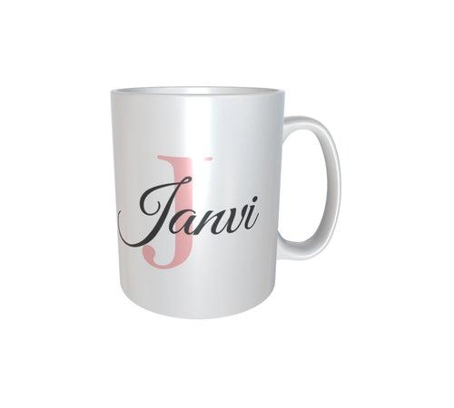 Personalised & Customised Alphabet J Name White Mug