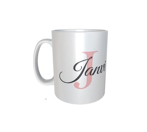 Personalised & Customised Alphabet J Name White Mug