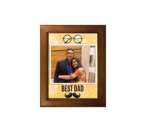 Personalised and Customised Best Dad Ceramic Tile With Wooden Frame