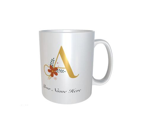 Floral Alphabet White Mug