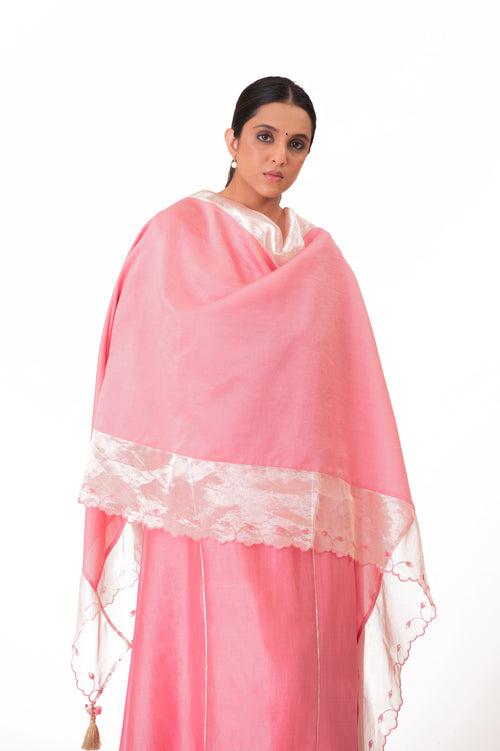 LILA - Lotus Pink - Banarasi Yoke Kurta Set