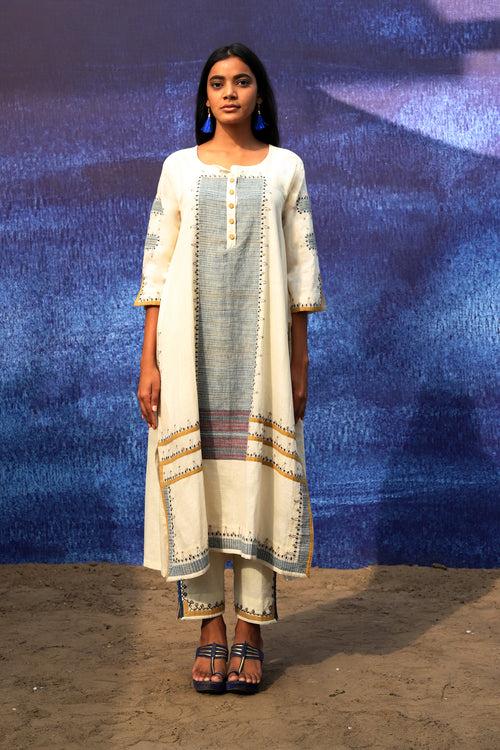 Long Kurta - Front Opening - Off White