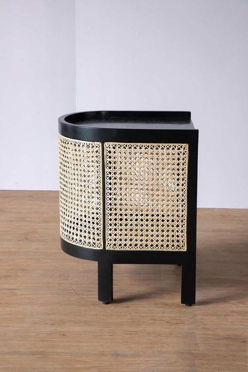 Mod Wicker Bedside Table (Teak Wood And Wicker)