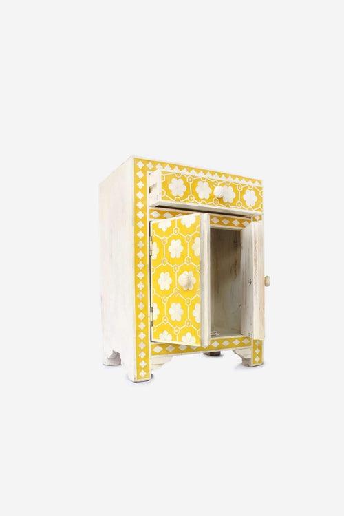 Inlay Yellow Bedside Table