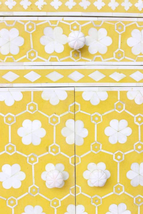 Inlay Yellow Bedside Table