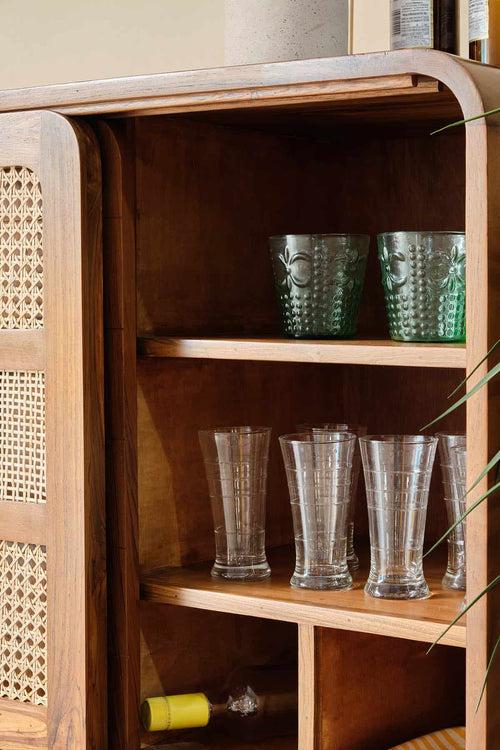 Teak Wood And Wicker Bar Cabinet