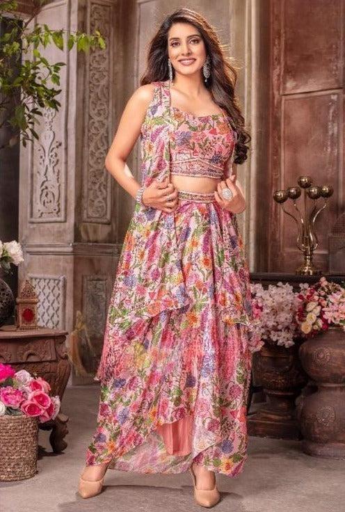 Floral Readymade Lehenga Choli With Jacket