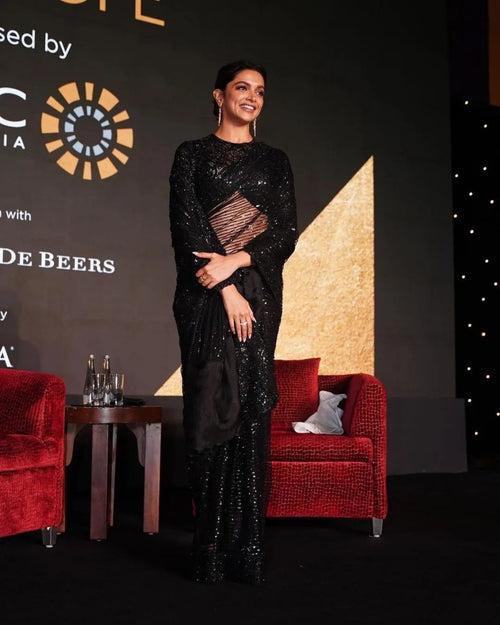 Deepika Designer Black Bollywood Saree