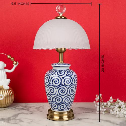 Blue Lattice Ceramic Table Lamp