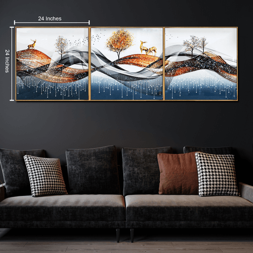 Enigmatic Euphoria Crystal Glass Painting - Set Of 3