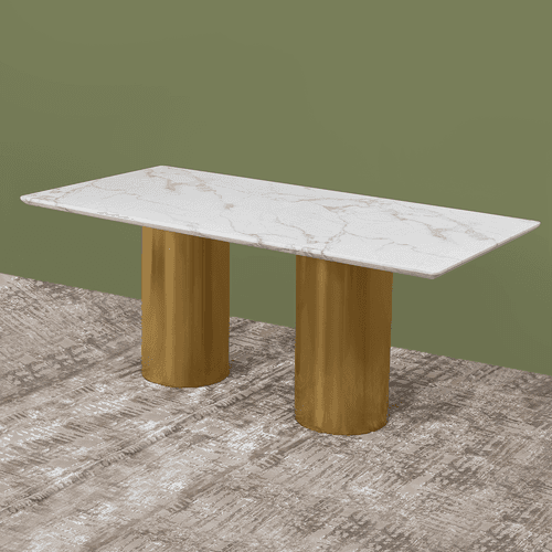 Lustrous Harmony Dining Table - Stainless Steel