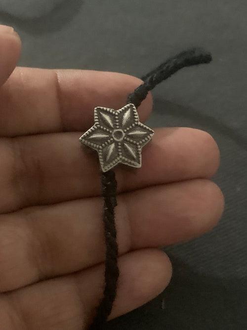 Silver Star Black Cord Anklet