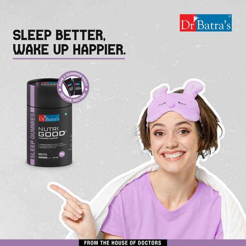 Dr Batra's Nutrigood Melatonin Sleep Gummies for Falling Asleep Faster | Fortified with with L-Theanine & Chamomile to Ease Anxiety & Wake Up Fresh - Pack of 60 Gummies