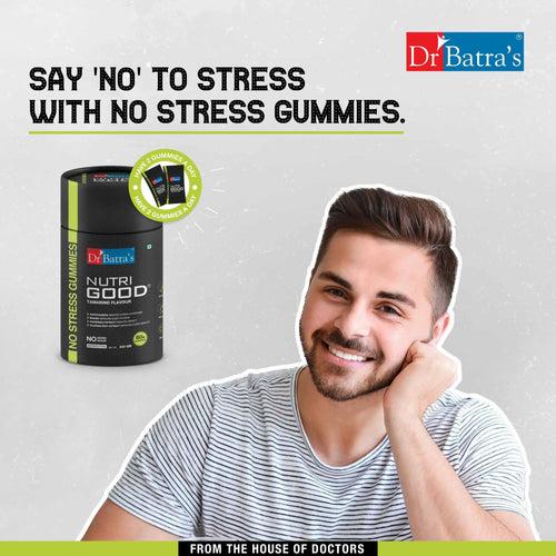 Dr Batra's Nutrigood No stress Gummies for Relaxation & Mental Wellness | Fortified with Ashwagandha, Brahmi & Chamomile for Stress Relief - Pack of 60 Gummies
