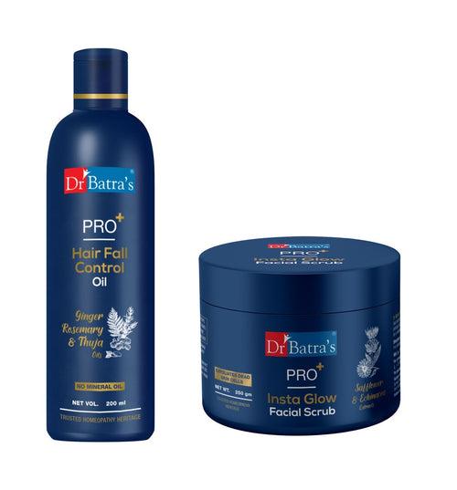 PRO+ Hair Fall Control Oil and PRO+ Insta Glow Facial Scrub