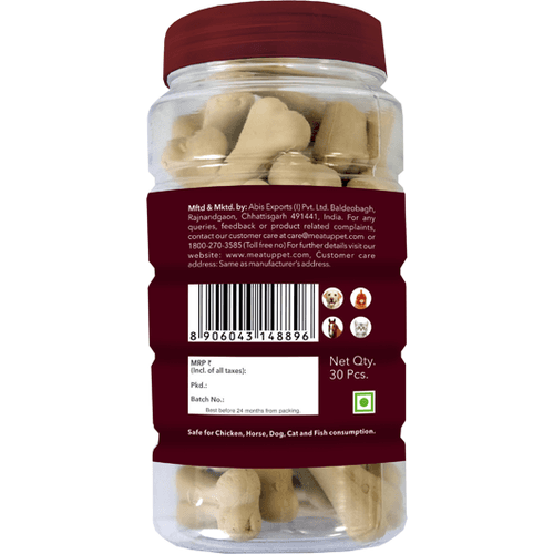 Meat Up Calcium Bone Jar, Dog Supplement Treats - 240 gm, 30 Pieces (Buy 1 Get 1 Free)
