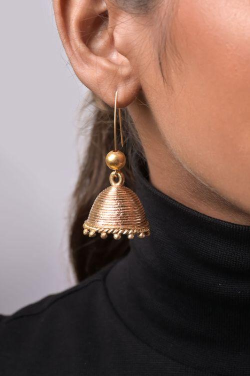 Gold Tone Jhumka Earrings DEr47